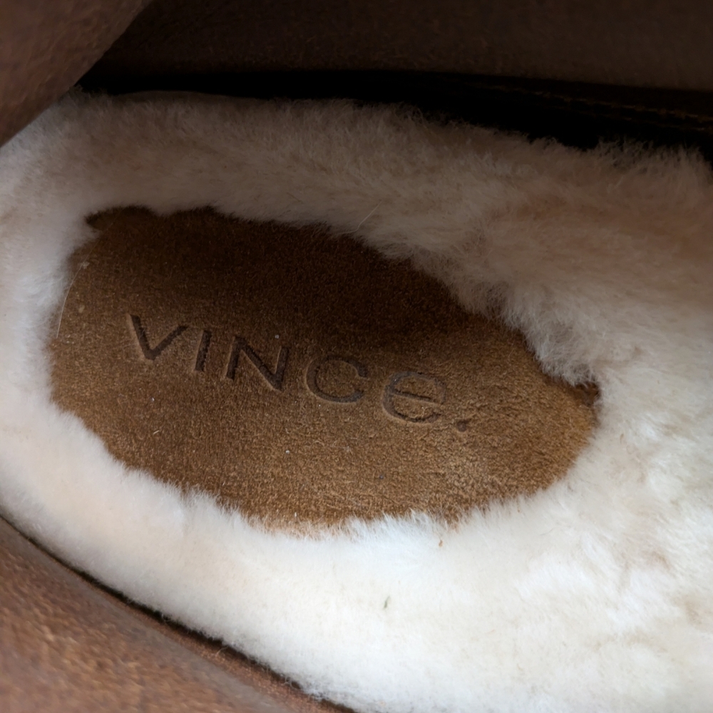 Vince Atlee Chestnut Suede Shearling Loafer Mens Size 12 - Picture 6 of 12